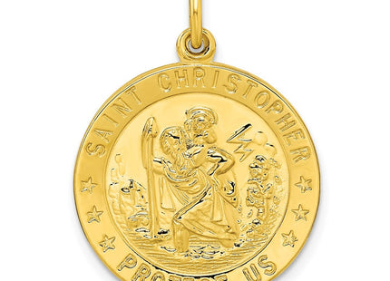 Sterling Silver Gold-tone Polished Solid Saint Christopher Medal Pendant (Style QC11195)