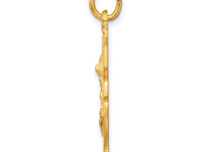 Sterling Silver Gold-tone Polished Solid Saint Michael Medal Pendant (Style QC11196)