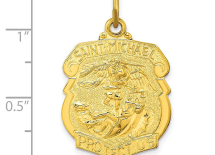 Sterling Silver Gold-tone Polished Solid Saint Michael Medal Pendant (Style QC11196)