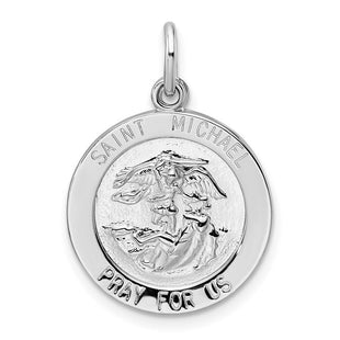 Sterling Silver Rhodium-plated Polished Solid Saint Michael Pendant (Style QC11202)