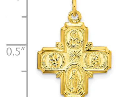 Sterling Silver Gold-tone Polished Solid Miraculous Medal Pendant (Style QC11208)