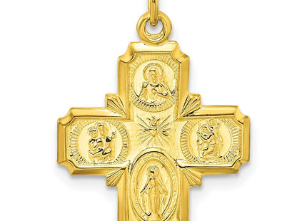 Sterling Silver Gold-tone Polished Solid Miraculous Medal Pendant (Style QC11208)
