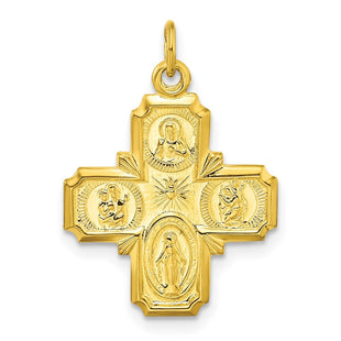 Sterling Silver Gold-tone Polished Solid Miraculous Medal Pendant (Style QC11208)