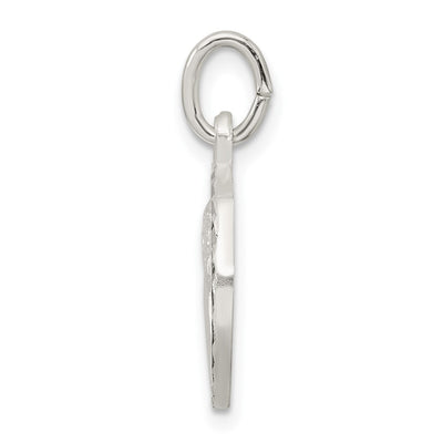 Sterling Silver Polished Satin and D/C Cherub Circle Charm, 23.69 x 14.71mm
