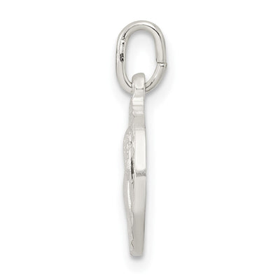 Sterling Silver Polished Satin and D/C Cherub Circle Charm, 19.55 x 12.13mm