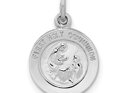 Sterling Silver Rhodium-plated Polished Solid 1st Holy Communion Pendant (Style QC11223)