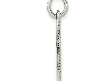 Sterling Silver Solid Antiqued and Textured Chai Symbol Pendant (Style QC11236)