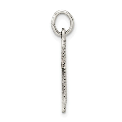 Sterling Silver Solid Antiqued and Textured Chai Symbol Pendant, 26.28 x 22.13mm