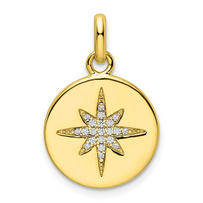 Sterling silver cubic zirconia disc pendant