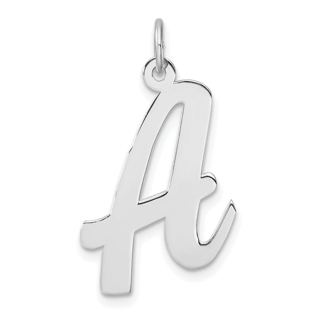 Large Sterling Silver Rhodium-plated Script Letter Initial Charm