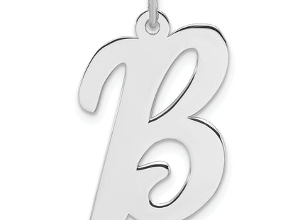 Large Sterling Silver Rhodium-plated Script Letter Initial Charm