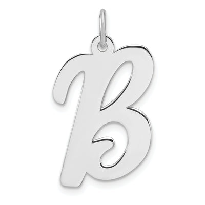 Large Sterling Silver Rhodium-plated Script Letter Initial Charm