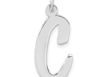 Large Sterling Silver Rhodium-plated Script Letter Initial Charm