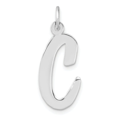 Large Sterling Silver Rhodium-plated Script Letter Initial Charm