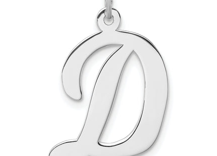 Large Sterling Silver Rhodium-plated Script Letter Initial Charm