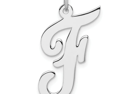 Large Sterling Silver Rhodium-plated Script Letter Initial Charm
