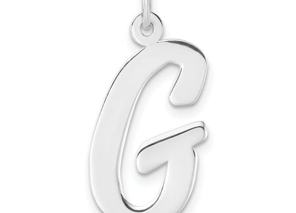 Large Sterling Silver Rhodium-plated Script Letter Initial Charm