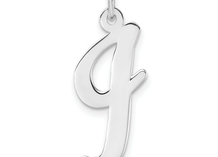 Large Sterling Silver Rhodium-plated Script Letter Initial Charm