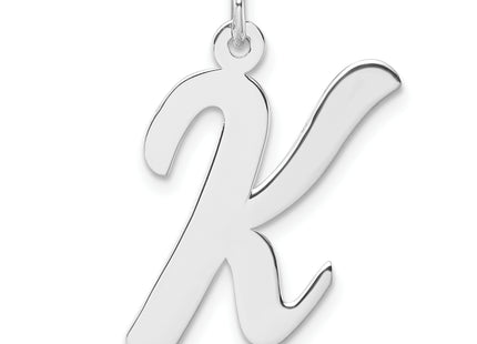 Large Sterling Silver Rhodium-plated Script Letter Initial Charm