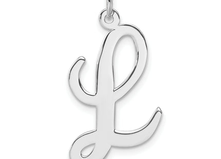 Large Sterling Silver Rhodium-plated Script Letter Initial Charm