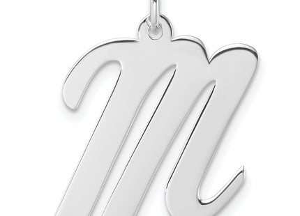 Large Sterling Silver Rhodium-plated Script Letter Initial Charm