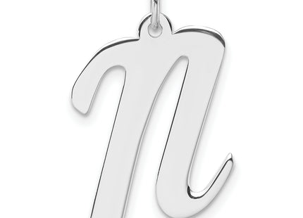 Large Sterling Silver Rhodium-plated Script Letter Initial Charm