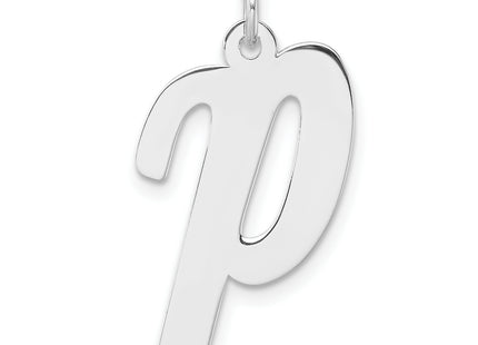 Large Sterling Silver Rhodium-plated Script Letter Initial Charm