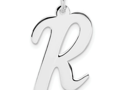 Large Sterling Silver Rhodium-plated Script Letter Initial Charm