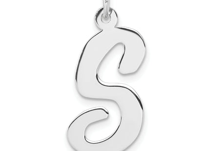 Large Sterling Silver Rhodium-plated Script Letter Initial Charm