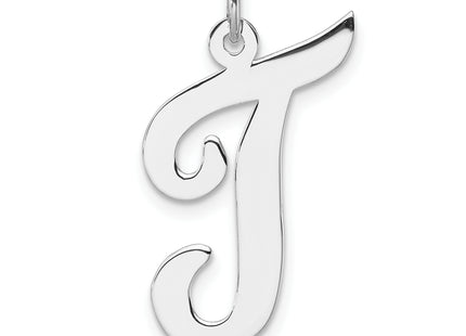 Large Sterling Silver Rhodium-plated Script Letter Initial Charm