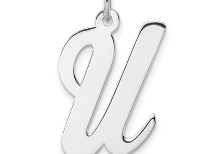 Large Sterling Silver Rhodium-plated Script Letter Initial Charm