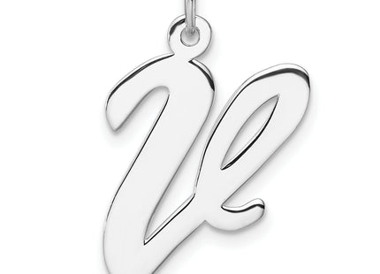 Large Sterling Silver Rhodium-plated Script Letter Initial Charm