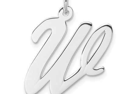 Large Sterling Silver Rhodium-plated Script Letter Initial Charm