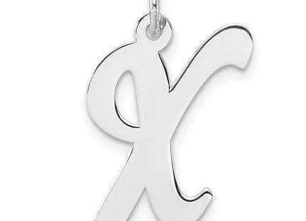 Large Sterling Silver Rhodium-plated Script Letter Initial Charm