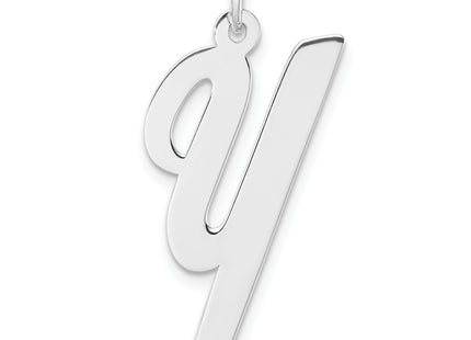 Large Sterling Silver Rhodium-plated Script Letter Initial Charm