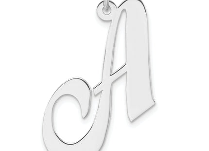 Large Sterling Silver Rhodium-plated Fancy Script Letter Initial Charm