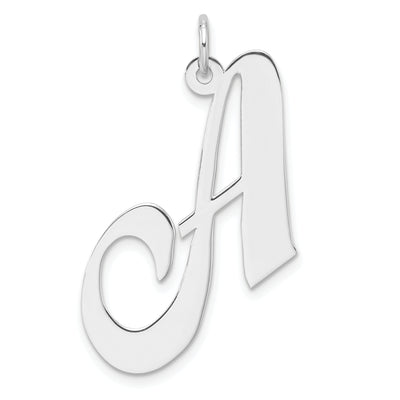Large Sterling Silver Rhodium-plated Fancy Script Letter Initial Charm