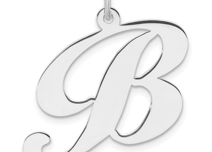Large Sterling Silver Rhodium-plated Fancy Script Letter Initial Charm