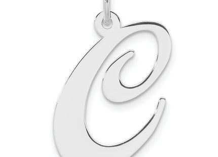 Large Sterling Silver Rhodium-plated Fancy Script Letter Initial Charm