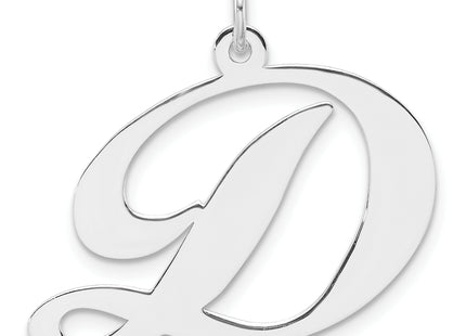 Large Sterling Silver Rhodium-plated Fancy Script Letter Initial Charm