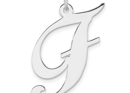 Large Sterling Silver Rhodium-plated Fancy Script Letter Initial Charm
