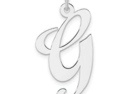Large Sterling Silver Rhodium-plated Fancy Script Letter Initial Charm