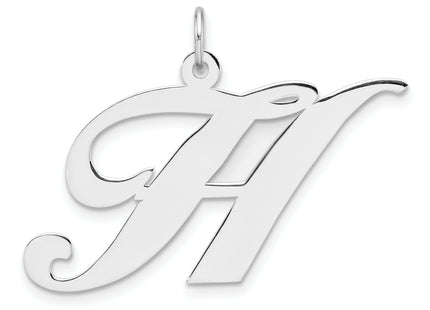 Large Sterling Silver Rhodium-plated Fancy Script Letter Initial Charm