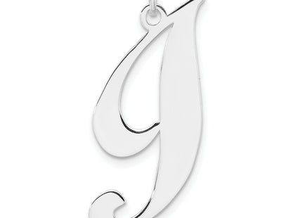 Large Sterling Silver Rhodium-plated Fancy Script Letter Initial Charm