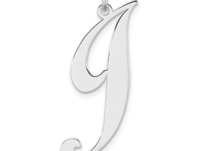 Large Sterling Silver Rhodium-plated Fancy Script Letter Initial Charm