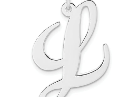 Large Sterling Silver Rhodium-plated Fancy Script Letter Initial Charm