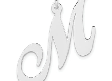 Large Sterling Silver Rhodium-plated Fancy Script Letter Initial Charm