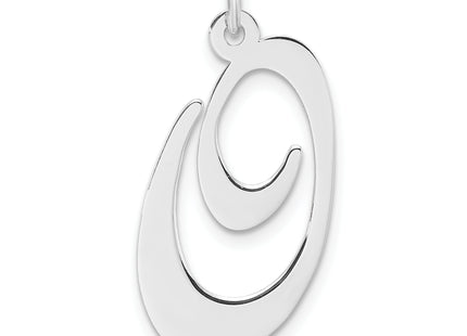 Large Sterling Silver Rhodium-plated Fancy Script Letter Initial Charm