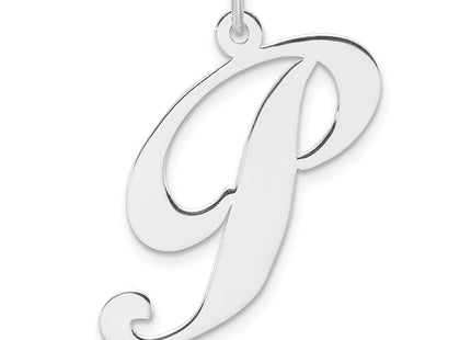 Large Sterling Silver Rhodium-plated Fancy Script Letter Initial Charm