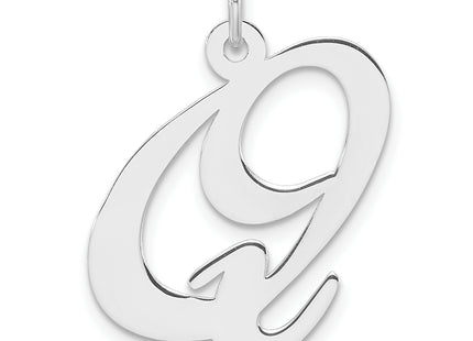 Large Sterling Silver Rhodium-plated Fancy Script Letter Initial Charm